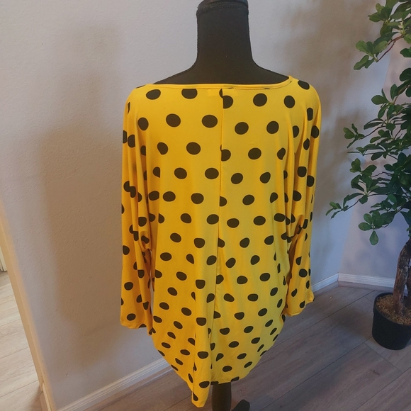 LOVE NATION Yellow and Black Pokodot Longsleeve Blouse Size 3X - Picture 10 of 12